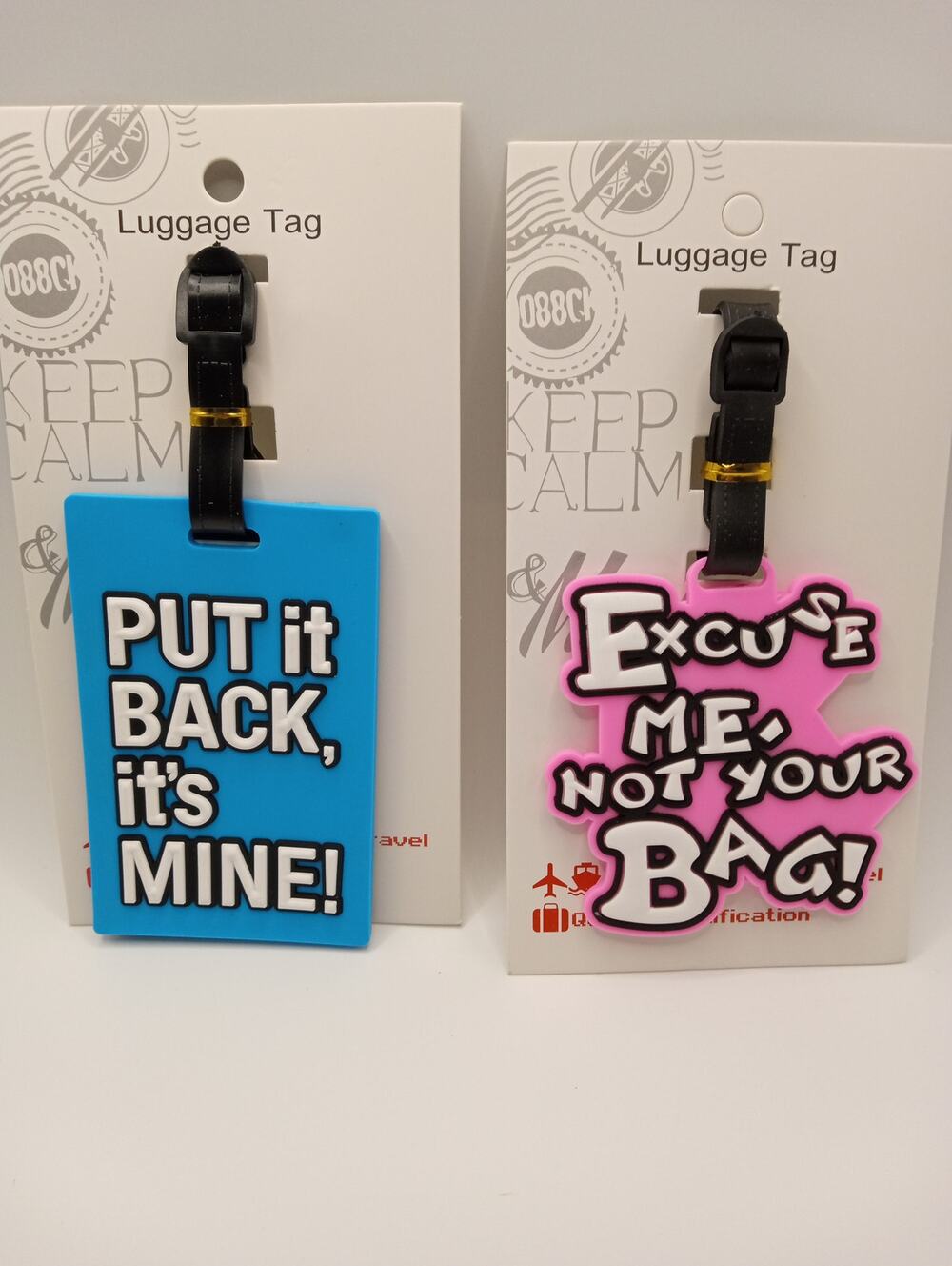 2 Funny Funky Luggage Tags "Excuse me, NOT YOUR BAG!" & Put it BACK, its MINE!